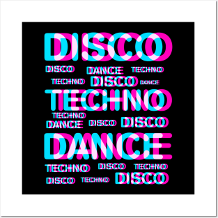 Disco dance techno Posters and Art